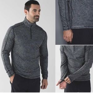 Lululemon Surge Warm 1/2 Zip Raven Stripe Black